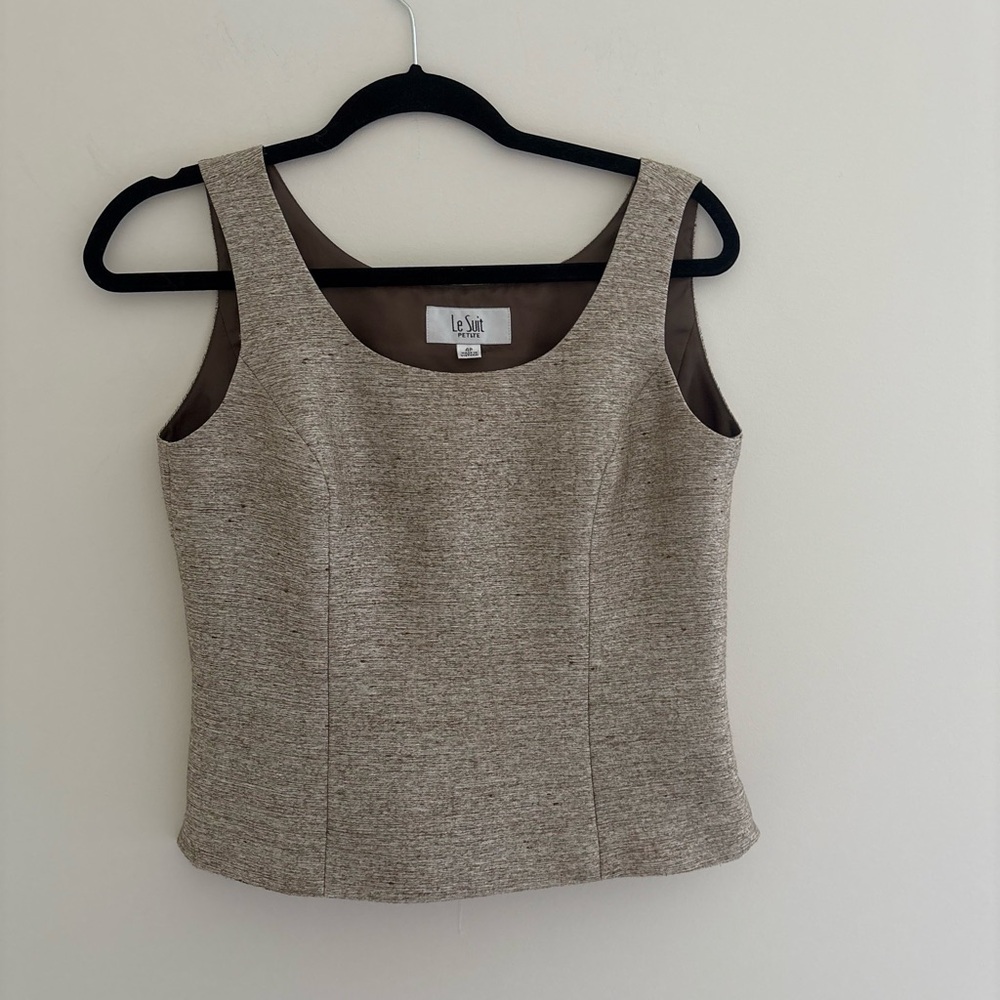 Y2K Era Le Suit Gray and Brown Fitted Sleeveless Tank Top